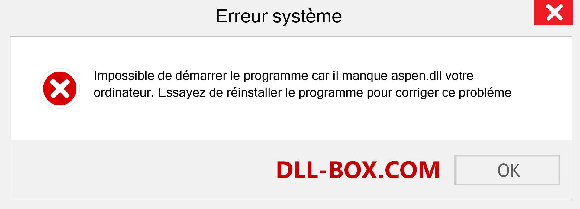 Le fichier aspen.dll est manquant ?. Télécharger pour Windows 7, 8, 10 - Correction de l'erreur manquante aspen dll sur Windows, photos, images